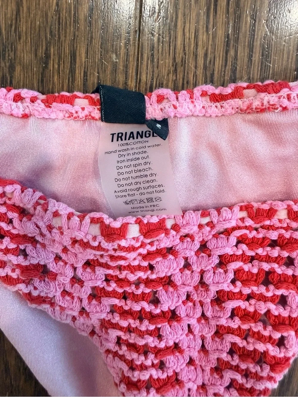 TRIANGL Pink Crochet Bikini Set – Small Top & Medium Bottom – Y2K Swimwear